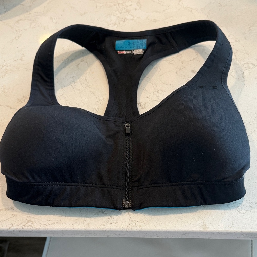 Under Armour Black Zip-Front Sports Bra 34B